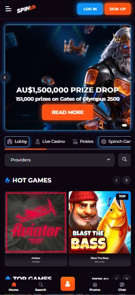 Spinch Casino on a phone browser